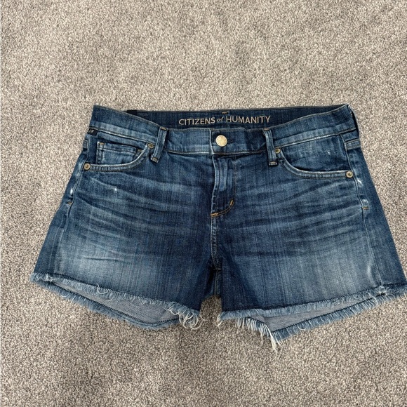 Citizens of Humanity Distressed Raw Hem Denim Shorts - Picture 2 of 8